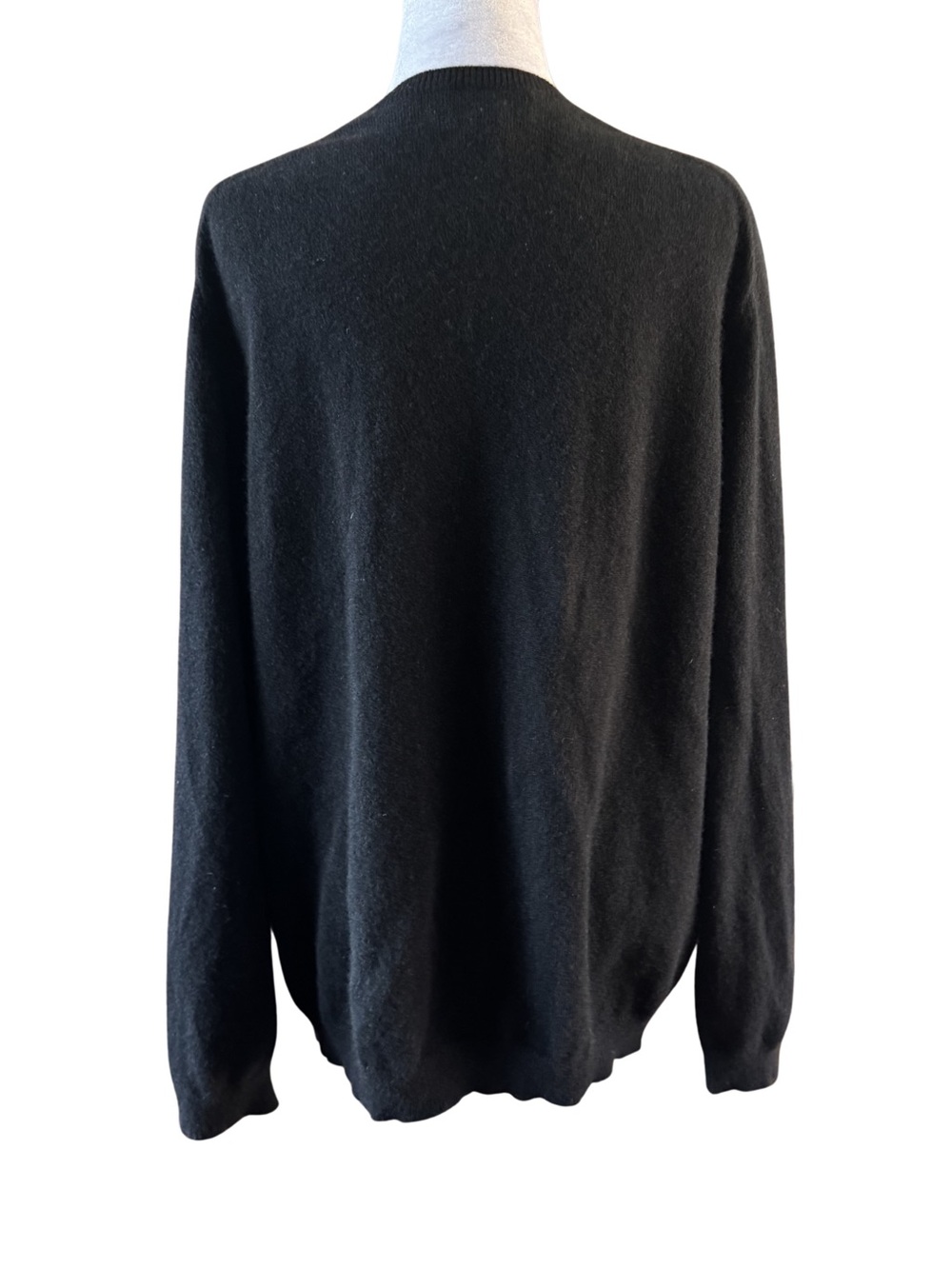 Vintage Lands’ End Hong Kong 100% Cashmere Jet Black Unisex Sweater XL - Picture 3 of 7